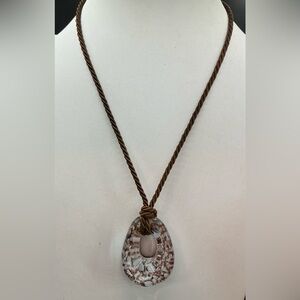 VENETIAURUM MURANO GLASS TEARDROP PENDANT ON CORD 925 MADE ITALY CLASP NECKLACE